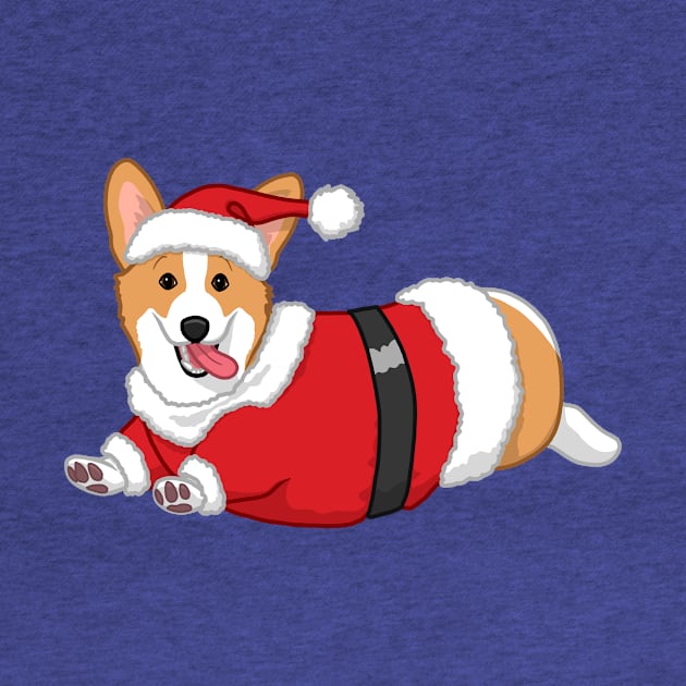 Cute Tan Corgi in Santa Christmas Costume by csforest